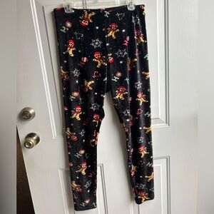 Merry & Bright Women’s Soft Christmas Leggings Size Medium Gingerbread Man